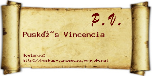 Puskás Vincencia névjegykártya